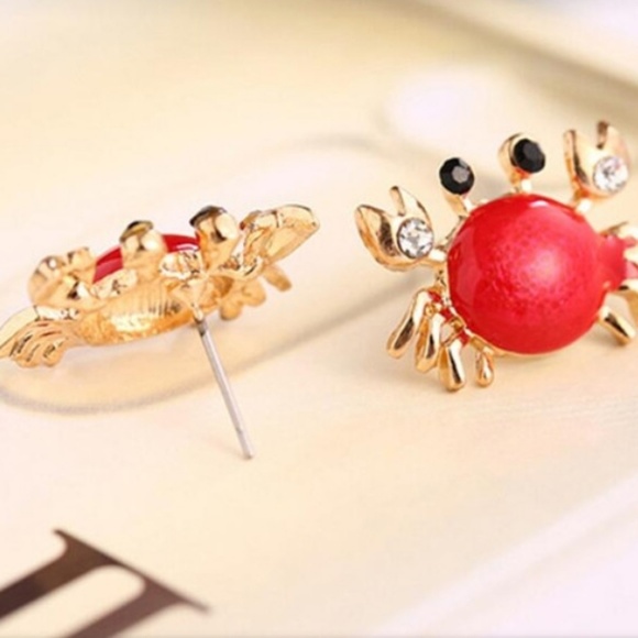 😍 Jeweled Crab Earrings- red - Picture 2 of 6
